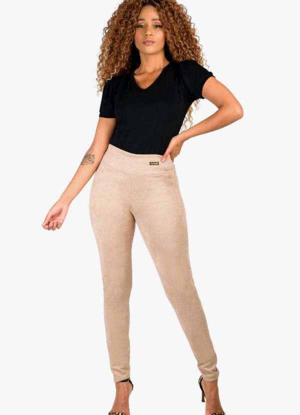 Looks Catwalk - Calça Skinny Feminina Bolso Moda Outono Inverno Quentinha - Areia