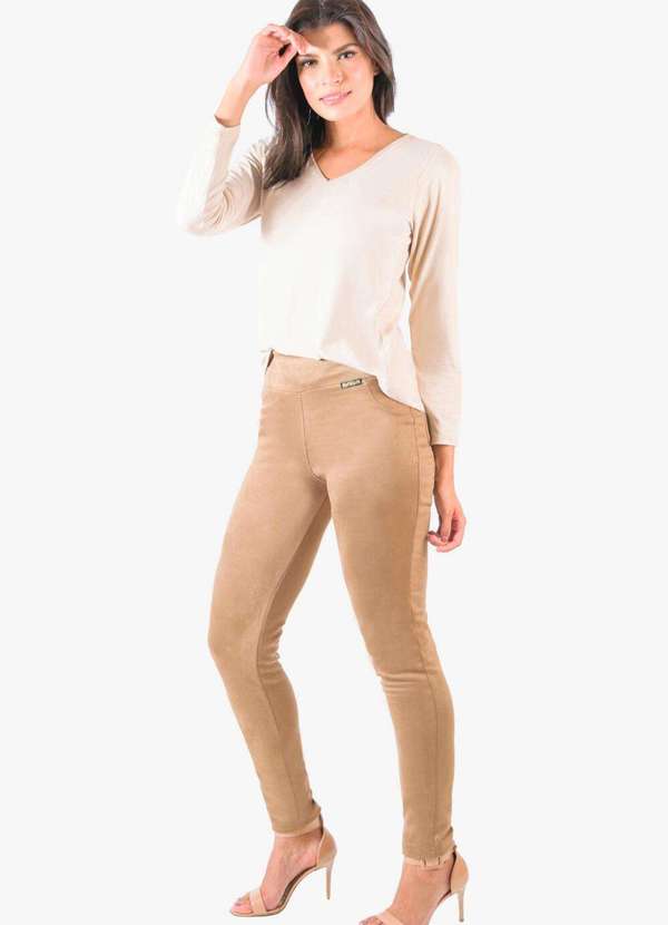 Looks Catwalk - Calça Skinny Feminina Bolso Moda Outono Inverno Quentinha - Castor 2