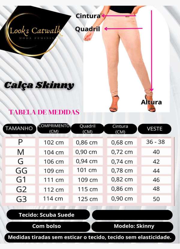 Looks Catwalk - Calça Skinny Feminina Bolso Moda Outono Inverno Quentinha - Castor 4
