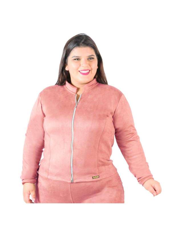 Jaqueta Casaquinho Feminino Suede Plus Size Rose Looks Catwalk