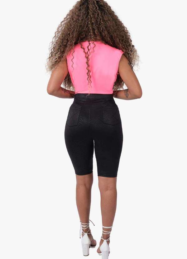 Looks Catwalk - Bermuda 3d Shorts Moda Feminina com Bolso Tendência Verão - Preto 5