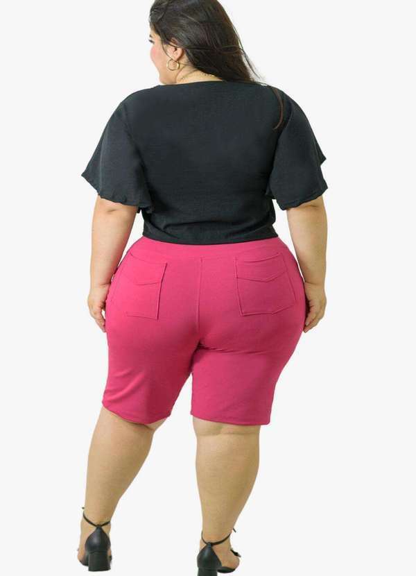Looks Catwalk - Bermuda Feminina Bolso Shorts Moda Tendência Verão Plus Size - Pink 2