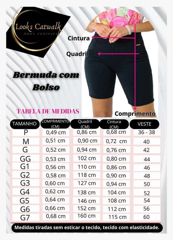 Looks Catwalk - Bermuda Feminina Bolso Shorts Moda Tendência Verão Plus Size - Pink 4