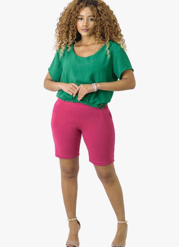 Looks Catwalk - Bermuda Feminina com Bolso Shorts Moda Tendência Verão - Pink