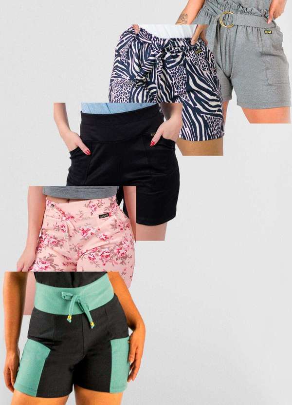 Looks Catwalk - Kit 5 Shorts Modelos Sortidos Feminino Bermuda Bolso Moda - Sortido 8