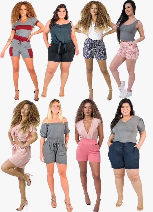 Looks Catwalk - Kit 5 Shorts Modelos Sortidos Feminino Bermuda Bolso Moda - Sortido 6