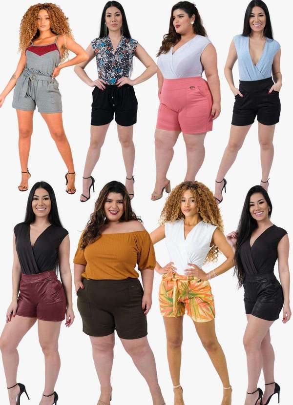 Looks Catwalk - Kit 5 Shorts Modelos Sortidos Feminino Bermuda Bolso Moda - Sortido 2
