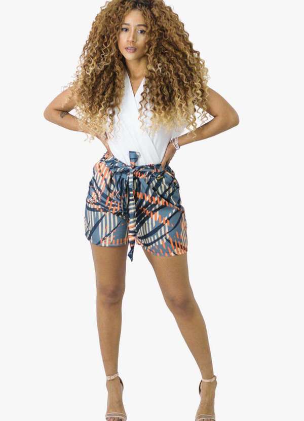 Looks Catwalk - Shorts Estampado Bermuda Feminina com Bolso Moda Tendência - Estampa01