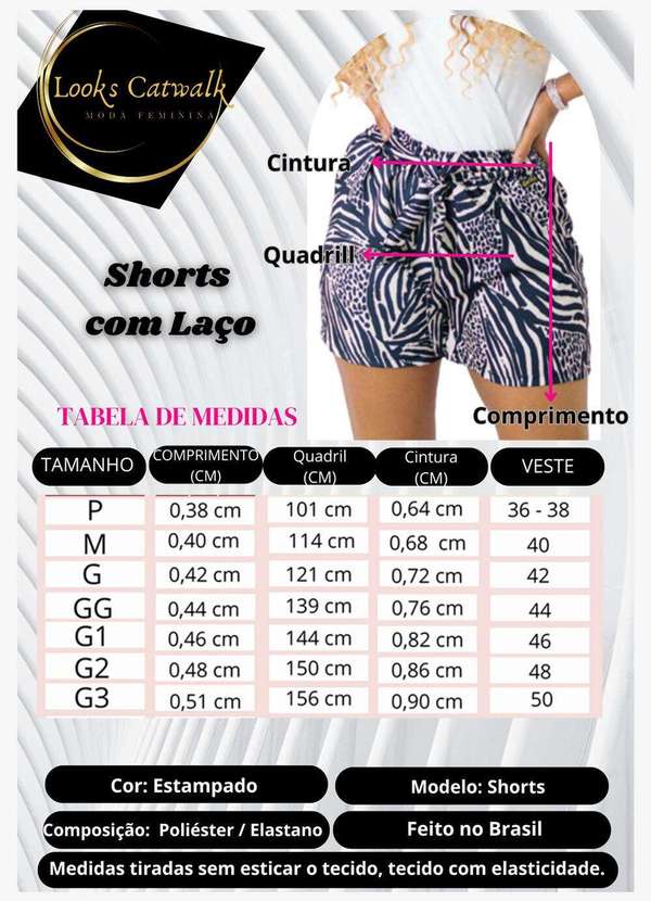 Looks Catwalk - Shorts Estampado Bermuda Feminina com Bolso Moda Tendência - Estampa01 4