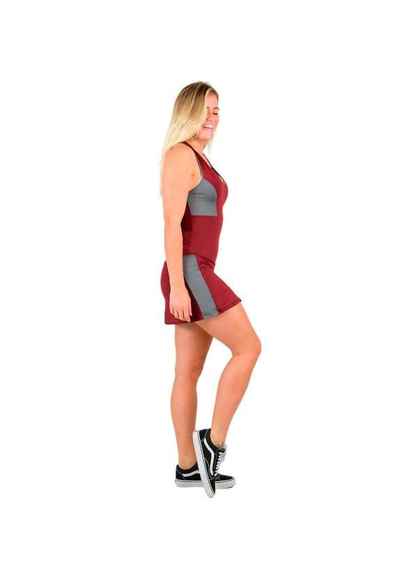 Looks Catwalk - Vestido Macaquinho Feminino Fitnnes Treino Academia - Vinho com Cinza 2