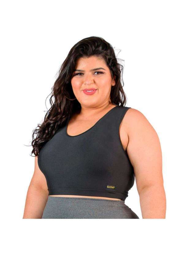 Looks Catwalk - Top Nadador Fit Feminino Plus Size Suplex Preto Lookcatwalk - Preto