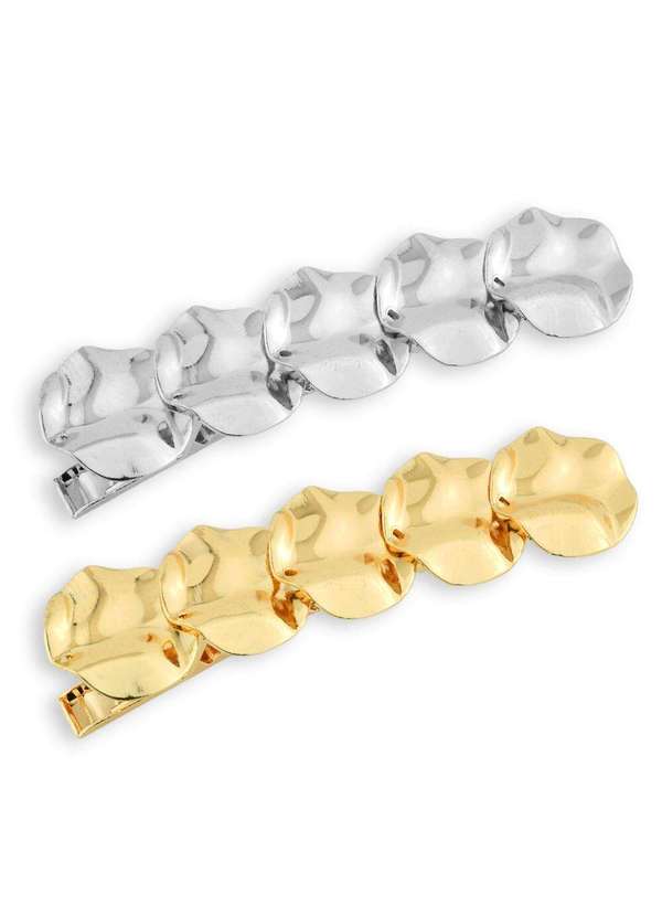 Ora Semijoias - Par de Presilhas de Cabelo Orgânica Prata e Dourado - Douradoprata 1