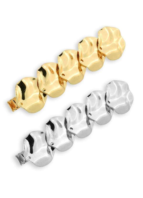 Ora Semijoias - Par de Presilhas de Cabelo Orgânica Prata e Dourado - Douradoprata 2