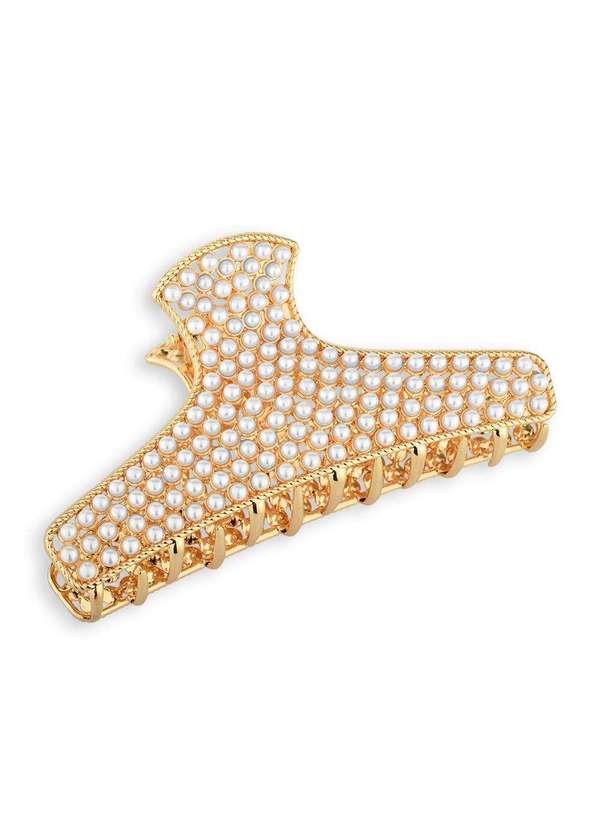 Ora Semijoias - Prendedor de Cabelo Piranha com Pérolas Aplicados - Dourado 2