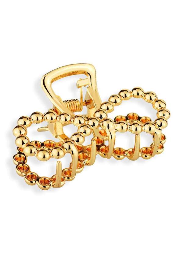 Ora Semijoias - Prendedor de Cabelo Piranha Laço com Esfera - Dourado