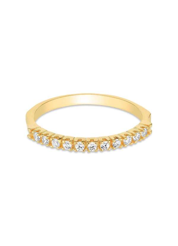 Ora Semijoias - Anel Semijoia Cravejado com Micro Zircônias Cristal Banhado a - Dourado 3