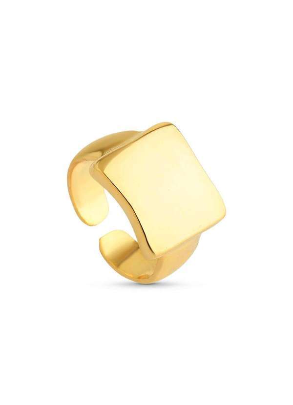 Ora Semijoias - Anel Semijoia de Dedinho Regulável Quadrado Banhado a Ouro 18k - Dourado