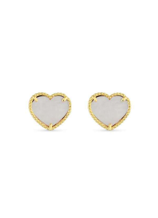 Ora Semijoias - Brinco Semijoia Coração com Madrepérola Banhado a Ouro 18k - Dourado