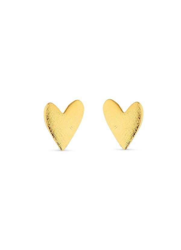 Ora Semijoias - Brinco Semijoia Coração Texturizado Banhado a Ouro 18k Dourado