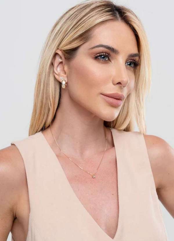 Ora Semijoias - Brinco Semijoia de Argola com Zircônias Cristal P 12mm Banhado - Dourado 2