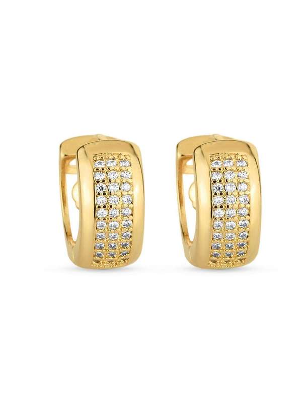 Ora Semijoias - Brinco Semijoia de Argola com Zircônias Cristal P 12mm Banhado - Dourado 3