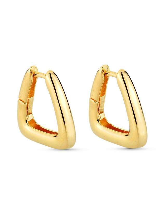 Ora Semijoias - Brinco Semijoia de Argola Triangular Fecho Click Banhado a Ouro - Dourado