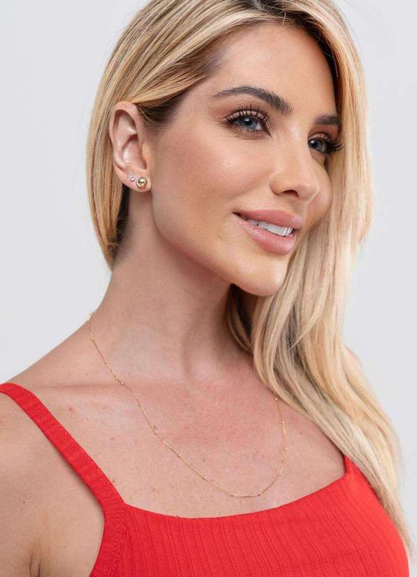 Ora Semijoias - Brinco Semijoia de Bolinha Liso Banhado a Ouro 18k - Dourado 2