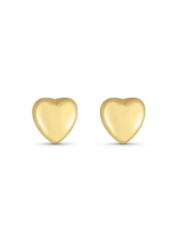 Ora Semijoias - Brinco Semijoia de Coração Liso Banhado a Ouro 18k - Dourado