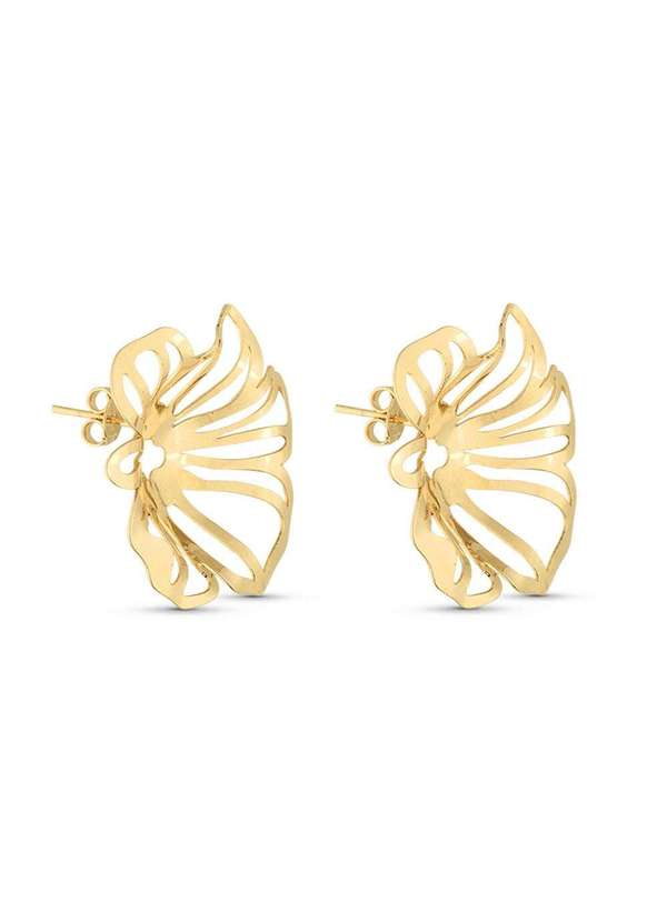 Ora Semijoias - Brinco Semijoia Maxi Flor Vazado Banhado a Ouro 18k - Dourado