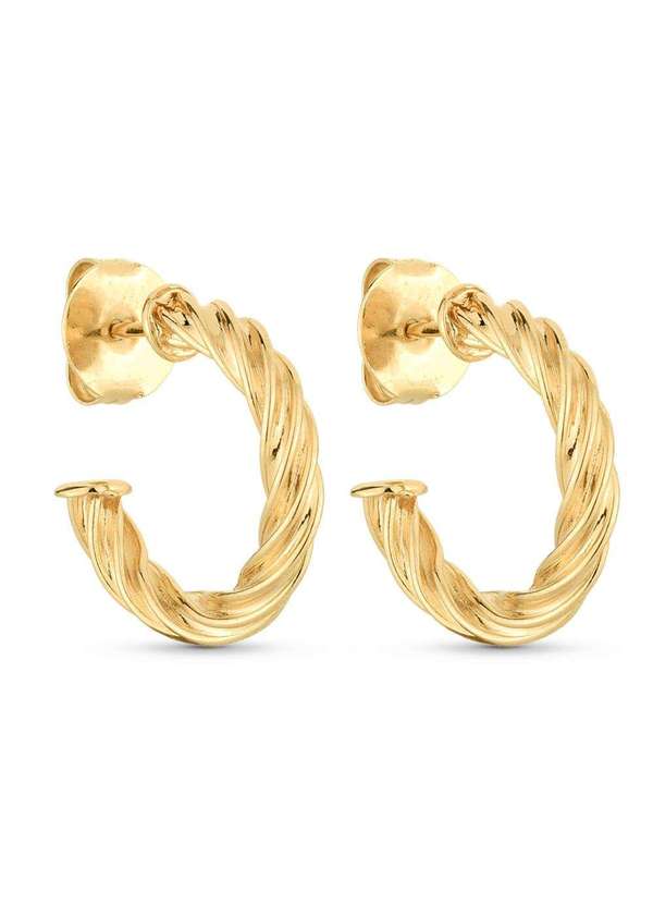 Ora Semijoias - Brinco Semijoia Meia Argola Torcida Banhado a Ouro 18k - Dourado 3