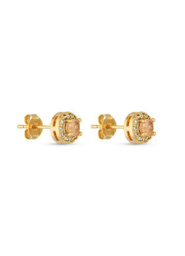 Ora Semijoias - Brinco Semijoia Morganita Pequeno com Micro Zircônias Banhados - Dourado
