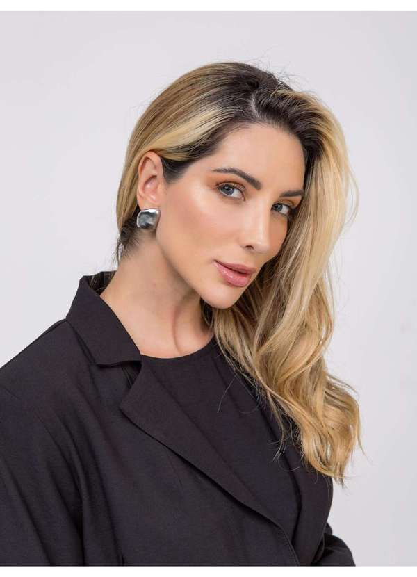 Ora Semijoias - Brinco Semijoia Orgânico Acetinado em Ródio Branco Prata