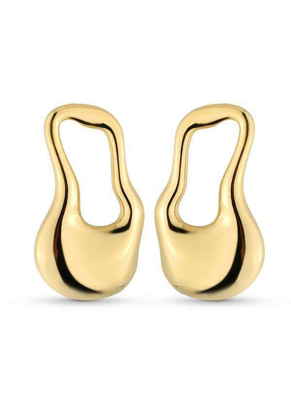 Ora Semijoias - Brinco Semijoia Orgânico Curvas com Vazado Banhado a Ouro 18k - Dourado