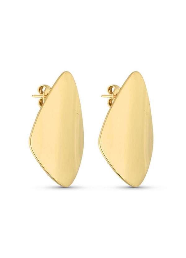 Ora Semijoias - Brinco Semijoia Orgânico Liso Assimétrico Banhado a Ouro 18k - Dourado