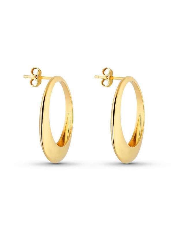 Ora Semijoias - Brinco Semijoia Orgânico Oval Vazado Banho em Ouro 18k Dourado