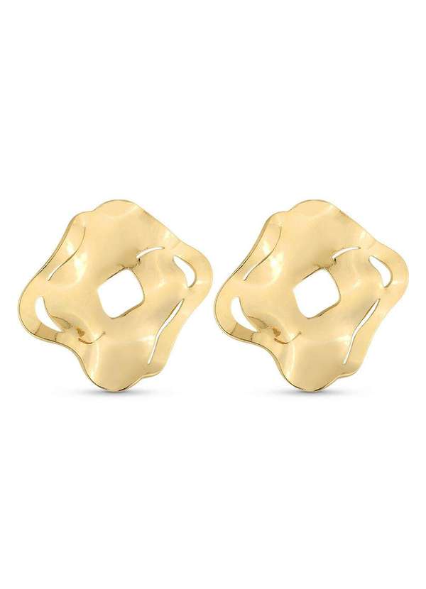 Ora Semijoias - Brinco Semijoia Orgânico Vazado Banhado a Ouro 18k - Dourado