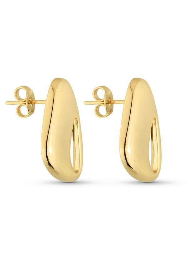 Ora Semijoias - Brinco Semijoia Orgânico Vazado Banhado a Ouro 18k - Dourado