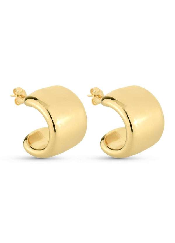 Ora Semijoias - Brinco Semijoias Meia Argola Lisa Banhado a Ouro 18k - Dourado 1