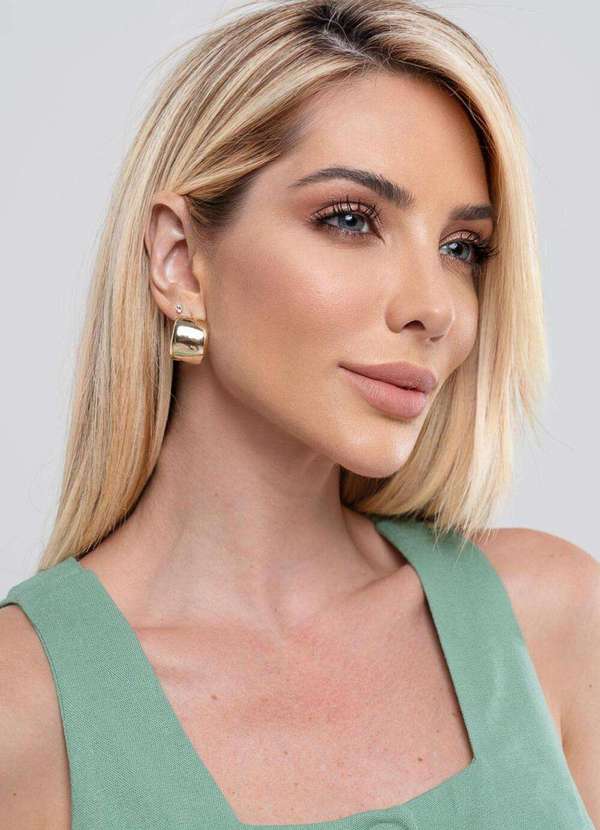 Ora Semijoias - Brinco Semijoias Meia Argola Lisa Banhado a Ouro 18k - Dourado 2