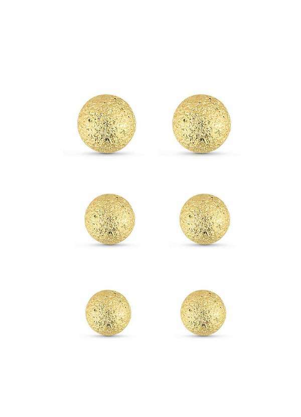 Ora Semijoias - Trio de Brincos Semijoia Bolinhas Foscas 4-5-6mm Banhado a - Dourado