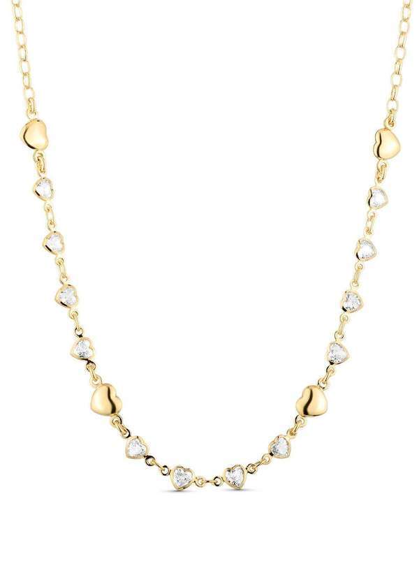 Ora Semijoias - Colar Semijoia com Coração Dourado e Cristal Banhado a Ouro 18k - Dourado