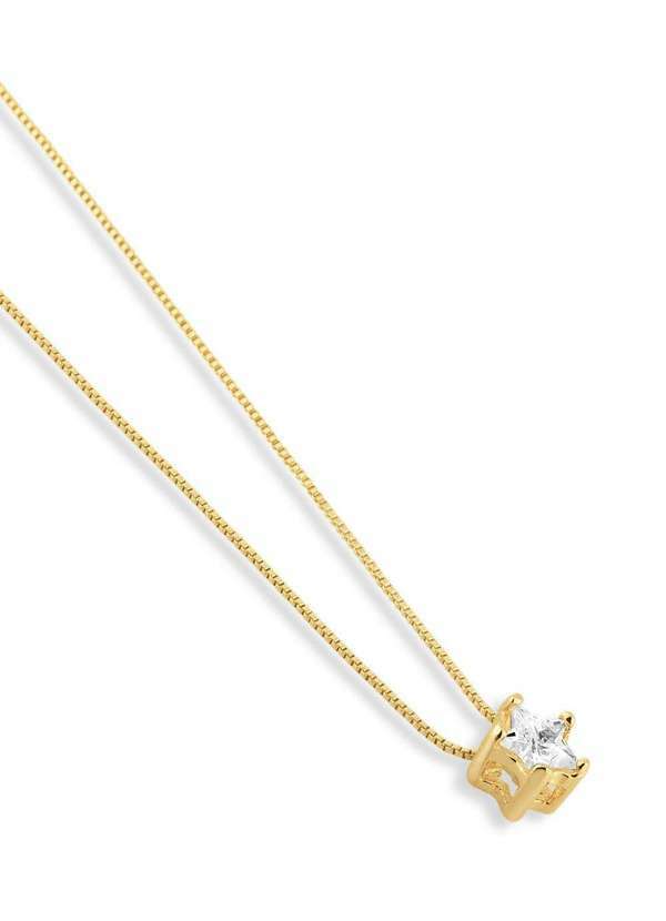 Ora Semijoias - Colar Semijoia com Pingente Estrela Cristal Banhado a Ouro 18k - Dourado 3