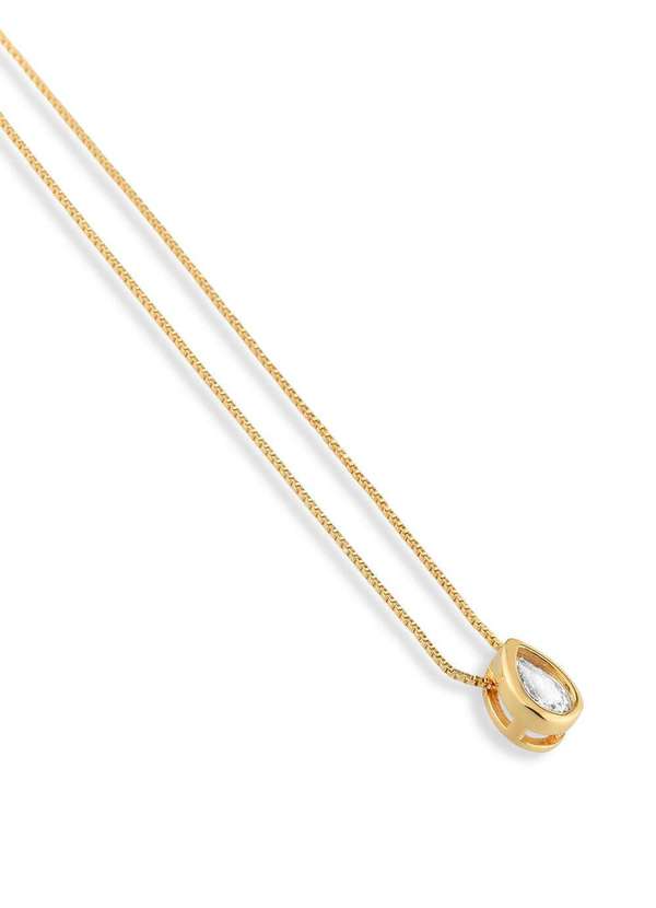 Ora Semijoias - Colar Semijoia com Pingente Gota Cristal Banhado a Ouro 18k - Dourado 3