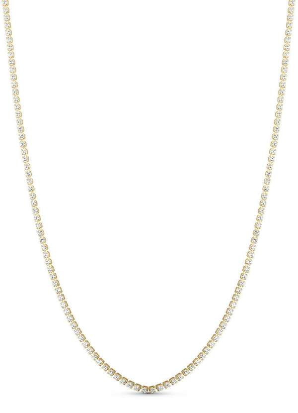 Ora Semijoias - Colar Semijoia Riviera Cristal 1,5mm Banhado a Ouro 18k - Dourado