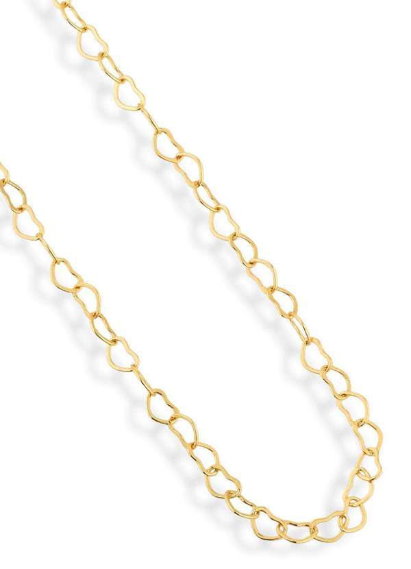 Ora Semijoias - Corrente Semijoia Elos Coração Liso Banhado a Ouro 18k - Dourado
