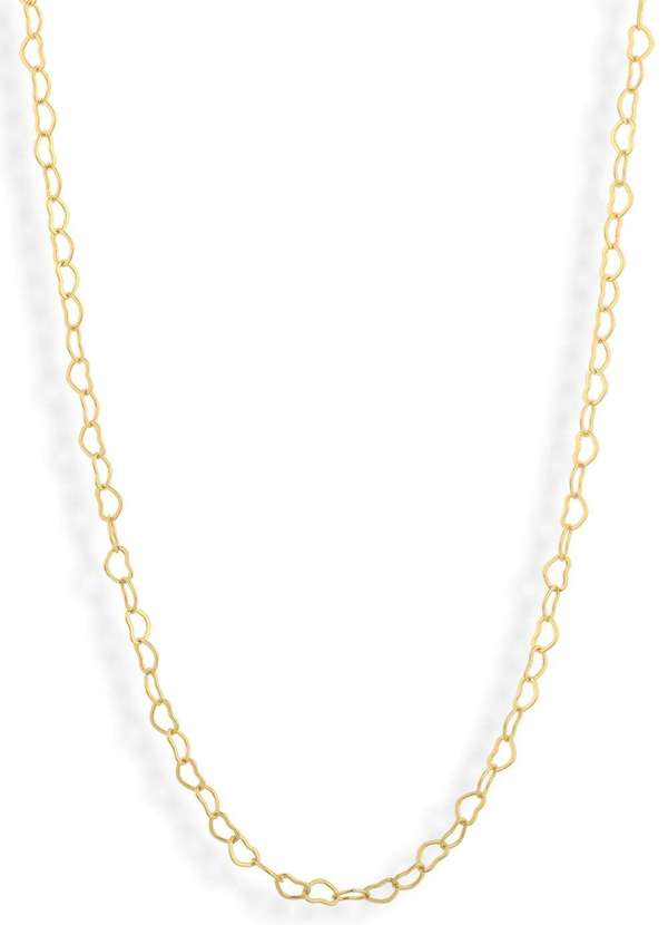 Ora Semijoias - Corrente Semijoia Elos Coração Liso Banhado a Ouro 18k - Dourado 3