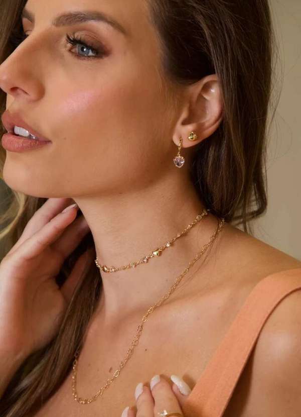 Ora Semijoias - Corrente Semijoia Elos Coração Liso Banhado a Ouro 18k - Dourado 4