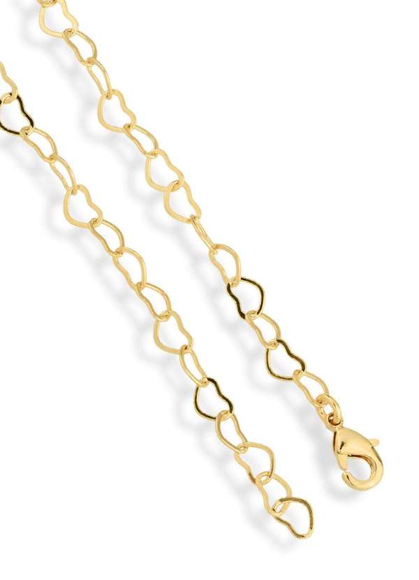 Ora Semijoias - Corrente Semijoia Elos Coração Liso Banhado a Ouro 18k - Dourado 5