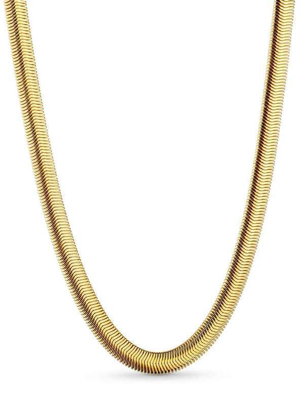 Ora Semijoias - Corrente Semijoia Malha Laminada Alto Brilho 3mm Banhado a Ouro - Dourado 2