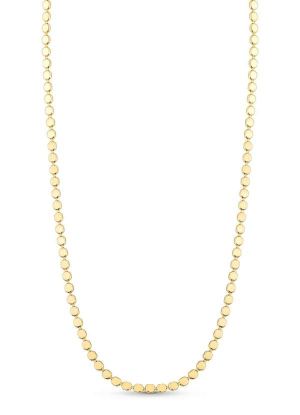 Ora Semijoias - Corrente Semijoia Mini Medalhas Alto Brilho Lisa Banhado a Ouro - Dourado